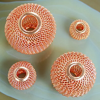 RoseGolden Findings Craft Spacer Mesh Round Beads 30251612mm Pick • $4.89