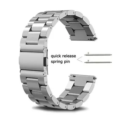 18/20/22/24mm Stainless Steel Bracelet Watch Band Strap Button Clasp Silver • $11.29