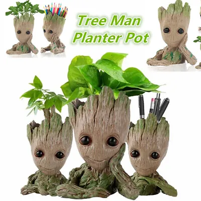 Baby Groot Plant Pot Cartoon Creative Flower Pot Pen Holder Desktop Decor Gifts • £8.59