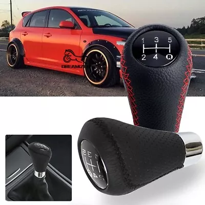 Leather Manual 5 Speed Shifter Blk Stitche Gear Stick Shift Knob For Mazda MX-5 • $14.12