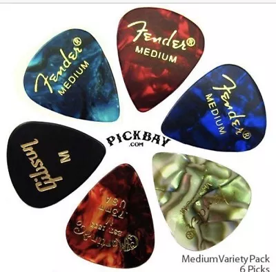 Guitar PICKS M Gauge Variety Set 6 Gibson Fender Martin Brands Guitarist Gift • $19.95