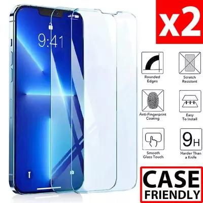 $4.75 • Buy 2X Tempered Glass Screen Protector For IPhone 14 13 12 11 Pro Max 7 8 PLUS X XR