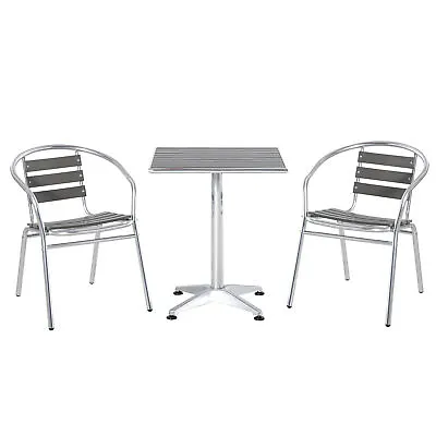 3-Piece Outdoor Patio Bistro Table Set With Aluminum Frame Woodgrain-Style Table • $172.63