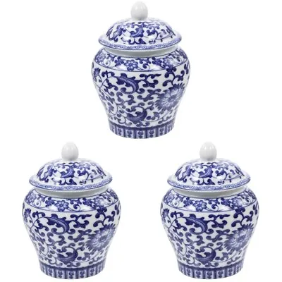 3 Pack Ceramics Blue And White Porcelain Tea Storage Jar • £41.99