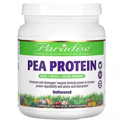 Paradise Herbs Pea Protein Unflavored 16 Oz 454 G Casein-Free  Dairy-Free • $22.57