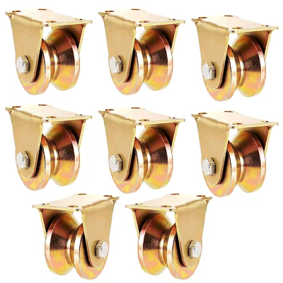 $37.99 • Buy 8 Pack 2 Inch V Groove Wheel, Heavy Duty Rigid Caster Wheels V Shaped Steel