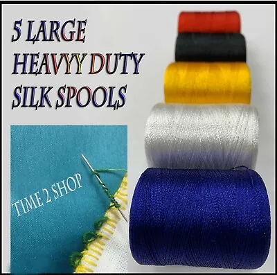 £4.98 • Buy 5 X Heavy Duty Sewing Machine Silk Embroidery Threads Brother, Janome, Guterman