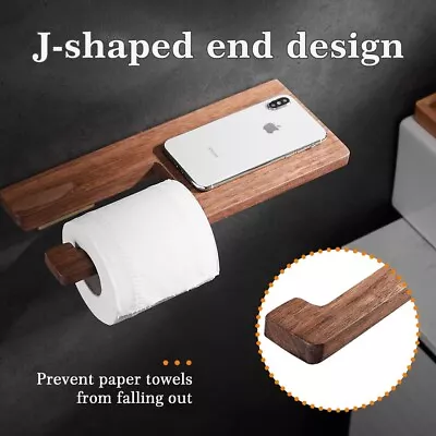 £10 • Buy SARIHOSY Wooden Tolilet Roll Holder With Shelf For Bathrooms Wall Mounted