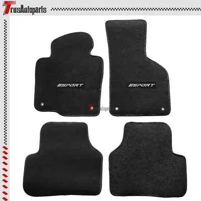 For 09-17 Volkswagen CC Sedan Black Car Floor Mat Carpets Nylon W/ White Sport • $57.99