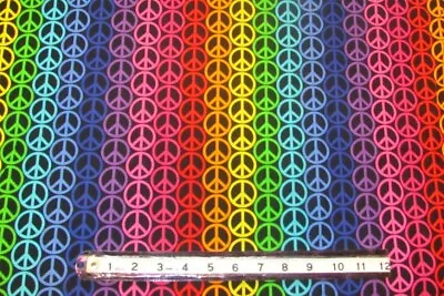 14 X 43  Peace Signs Hippy Stripes Patty Reed On Fabric Traditions Cotton Fabric • $2.84