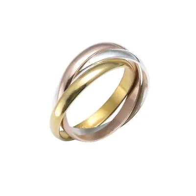 Russian Wedding Ring Rose Yellow Gold Plated Sterling Silver Triple - Silverly • £55.49