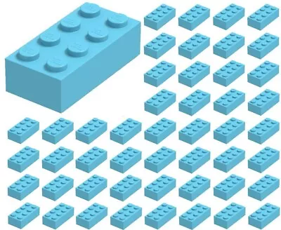$13.99 • Buy ☀️50x NEW LEGO 2x4 Medium Azure Bricks (ID 3001) BULK Parts Sea Water City Town