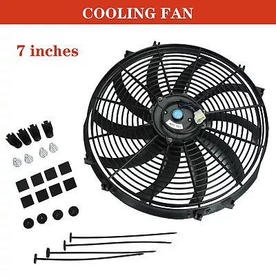 7  80W 12V Universal Slim Fan Push Pull Electric Radiator Cooling Mount Kit • $19.99