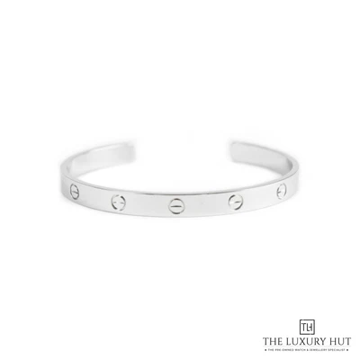 £3150 • Buy Cartier 18ct White Gold Love Cuff Bracelet – Size 19