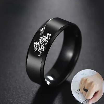 Fashion Silver Dragon Stainless Steel Rings For Man Women Punk Jewelry Size 6-12 • $1.46