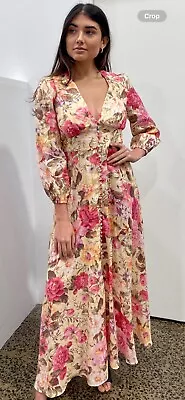 Zimmermann Honour Plunge Midi Dress Buttoned Front • $395