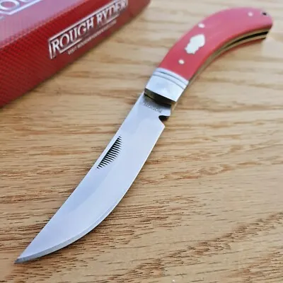 Rough Ryder Bow Trapper Folding Knife Stainless Steel Blade Red Micarta Handle • $17.39