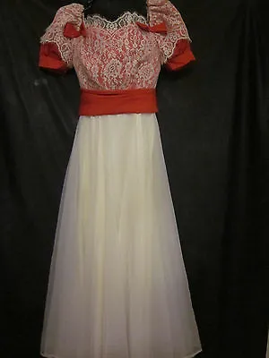 Lace Party Dress Play Costumes Antique Vintage Juniors Red & White Sz 9  • $15