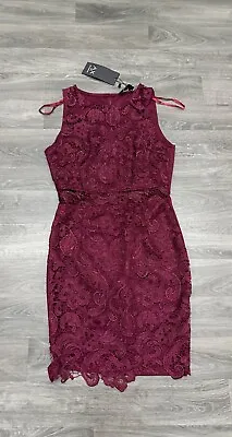 AX Paris Plum Crochet Bodycon Dress Size 14 • £8.99