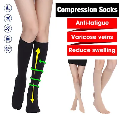 Compression Socks Women Men Support Stockings Nurses Medical Pregnancy Swelling • £24.50