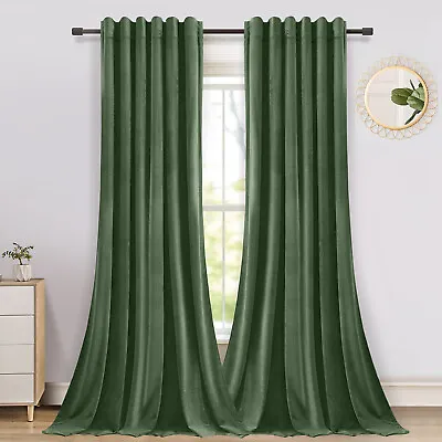 Velvet Blackout Curtains For Living Room Thermal Insulated Drapes Long Curtains • £44.15