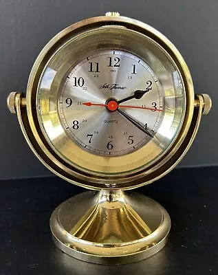 Mid Century Brass Nautical Style Desk Mantel Ship Clock Seth Thomas Works • $100