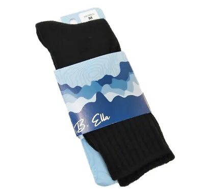 B. Ella Ladies Wool Cashmere Angora Blend Crew Socks Este Black - NEW • $20