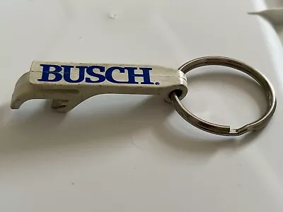 Vtg Busch Beer Keyring Bottle Opener White Blue Keychain Rare • $12