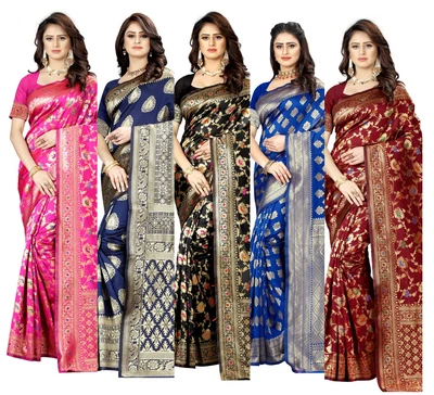 £22.99 • Buy Indian Banarasi Silk Saree Pakistani Wedding Party Formal Ethic Wear Bridal Sari