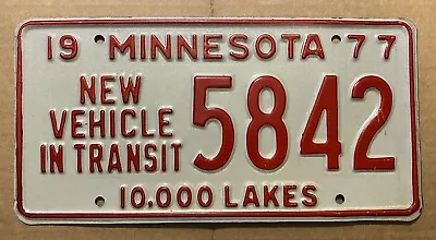 1977 Minnesota License Plate - New Vehicle In Transit Dealer • $19.99