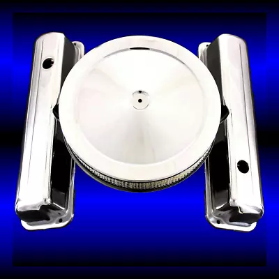 $99.99 • Buy Chrome F E Valve Covers And Air Cleaner Combo For FE Ford 352 360 390 427 428 