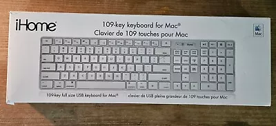 IHome Full Size Wired USB Keyboard For MAC 109-key White IMACK121S-AZ • $17