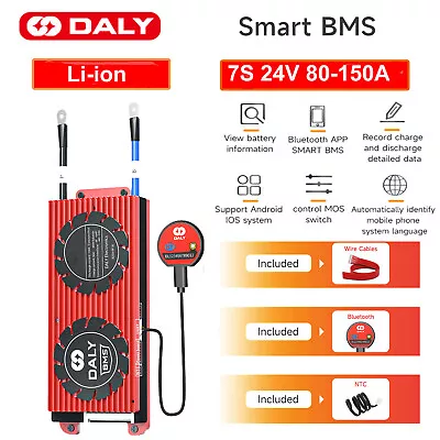 Daly 7S 24V 80A 100A 120A 150A Li-ion Smart BMS W/Balance + Bluetooth Module • $109.20