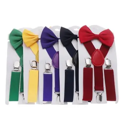 Hair Bow Set Baby Printed Bow Tie Kids Suspenders Elastic Braces Cow Tie Belts • £4.87