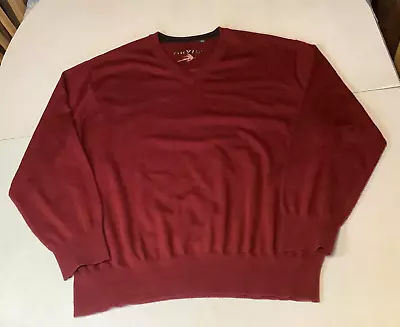 Men's Orvis Wool Long Sleeve Pullover V-Neck Sweater Red Size XXL • $24.99