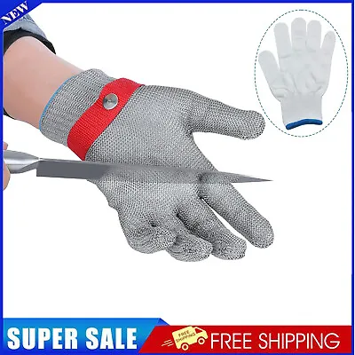 Metal Mesh Butcher Glove Safety Cut Proof Stab Resistant Stainless Steel L • £8.99