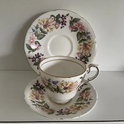 £3 • Buy Vintage Paragon Bone China Cup And Saucers “Country Lane” Honeysuckle  Gilt Edge