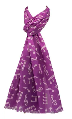 The Olive House® Womens Fair Trade Musical Notes Scarf Purple • £12.99