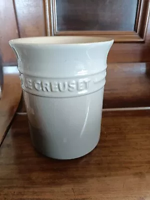 ⭐ LE CREUSET Stoneware Utensil Jar Pot 1.1L Nutmeg Excellent Discontinued • £28