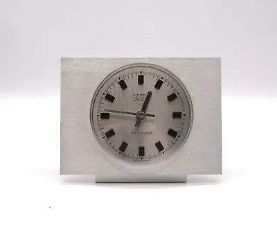 Stunning Mid Century Minimalist Vintage Brushed Steel Desk Clock By Kienzle • $480.53