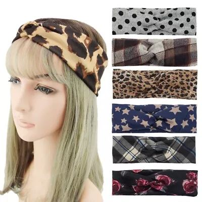 Stars Turban Twist Knot Sports Headband Elastic Head Hair Band Stretchy Yoga Gym • £3.99