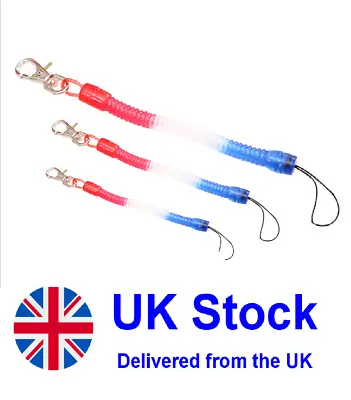 Spiral Key Chain Retractable Clip On Ring Stretchy Coil Spring Keyring Colourful • £2.59