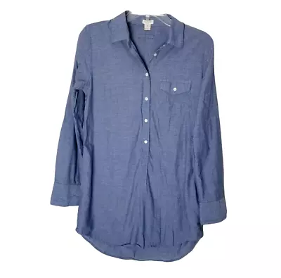 J. Crew Shirt Women Size XS Blue Chambray Tunic Tab Sleeve Style C9354 • $20