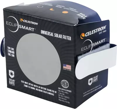 – Eclipsmart Safe Solar Eclipse Telescope And Camera Filter – Meets ISO 12312-2: • $37.17