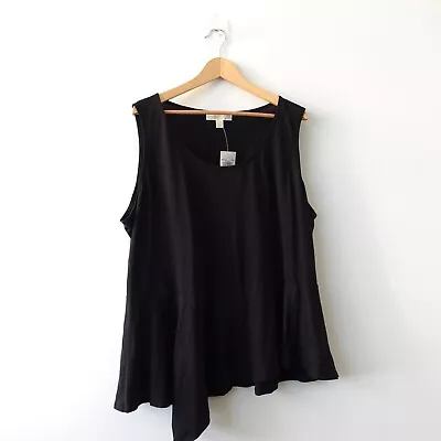 Black Tunic Top Women 3X Plus Cotton Peplum MICHAEL KORS Tank Flowy Swing Casual • $19.88