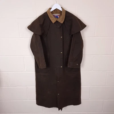 £79.90 • Buy KOOLAH Oilskin Waxed Cotton Duster Coat Mens S Small Australian Saddle Jacket