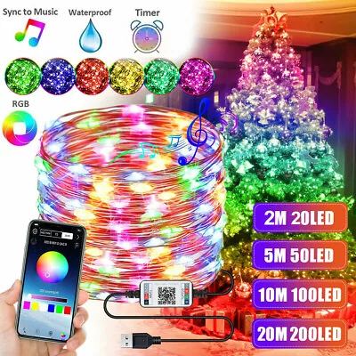 Christmas Tree Decoration Lights LED String Lamp Bluetooth App Remote 2/5/10/20M • $17.10