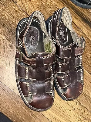 Earth Shoe Leather Sandal Floater 6 Brown Size 9 Fisherman Lug Sole Mens • $30