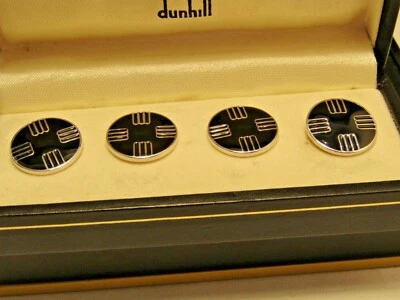 £0.99 • Buy Dunhill Sterling Silver Black Enamel Cufflinks Boxed 