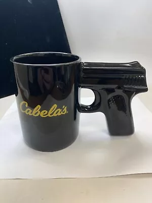 NEW Cabela's Black Hand Gun Pistol Grip Handle 16 Oz Ceramic Coffee Tea Mug Cup • $27.95